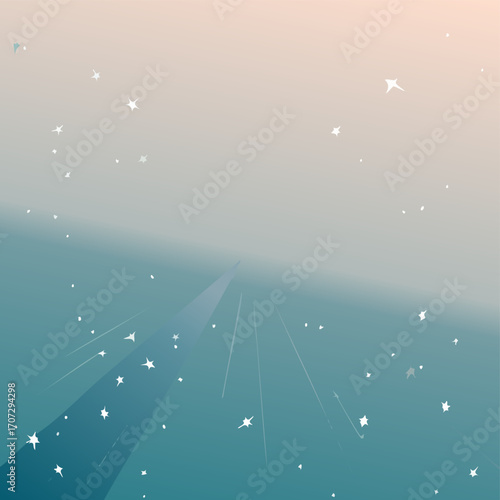 Decorative star burst abstract vector in pastel mint and blush gradient