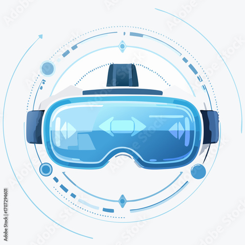 Futuristic VR headset vector icon, minimal smooth outline goggles