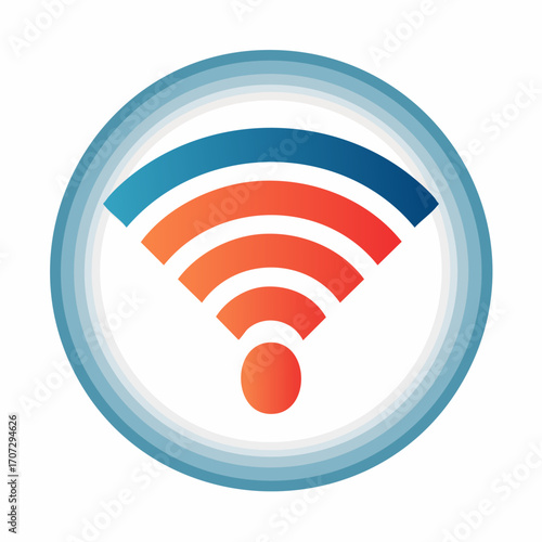 Wireless internet wi‑fi vector icon, minimal concentric wave arcs