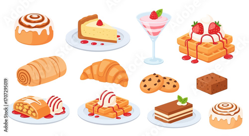 A delectable assortment of sweet pastries and desserts, perfect for indulgence and celebration.
