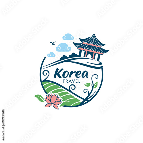 Korea travel logo design vector