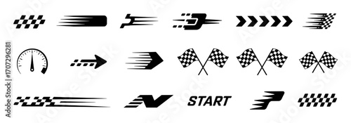 Collection of Racing and Speed-Related Icons and Graphics