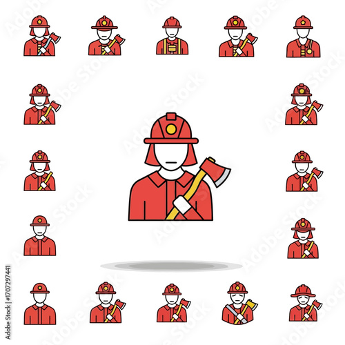 Firefighter Icon with Axe - A Symbol of Bravery and Service.