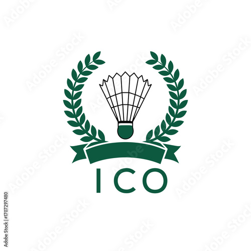 ICO Badminton Company logo. ICO Championship logo design for entrepreneur and business. ICO sports tournament best icon.
