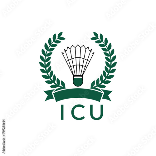 ICU Badminton Company logo. ICU Championship logo design for entrepreneur and business. ICU sports tournament best icon.
