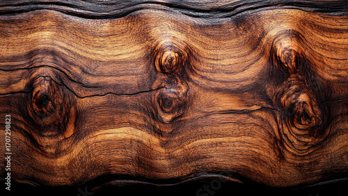 Rich wood texture with deep swirls and golden brown accents.