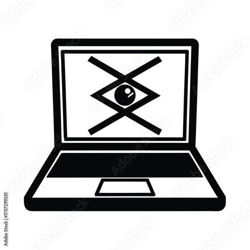 Laptop With Privacy Eye Crossed