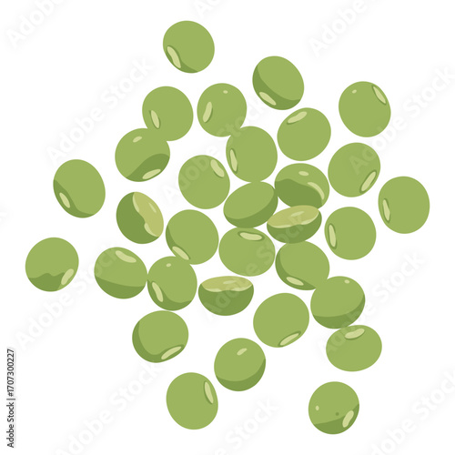 Fresh green peas scattered – flat illustration