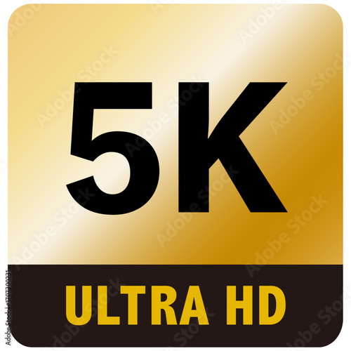 5K URTRA HD ロゴ　アイコン　ゴールド　背景透過