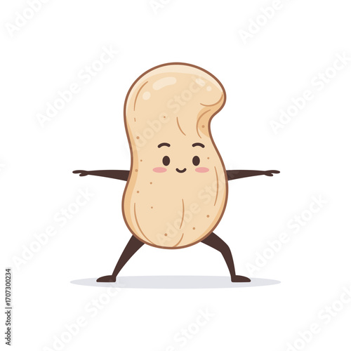Cute peanut character doing yoga pose – flat illustration