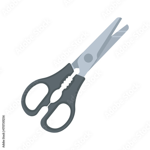 Gray and black kitchen shears – flat illustration
