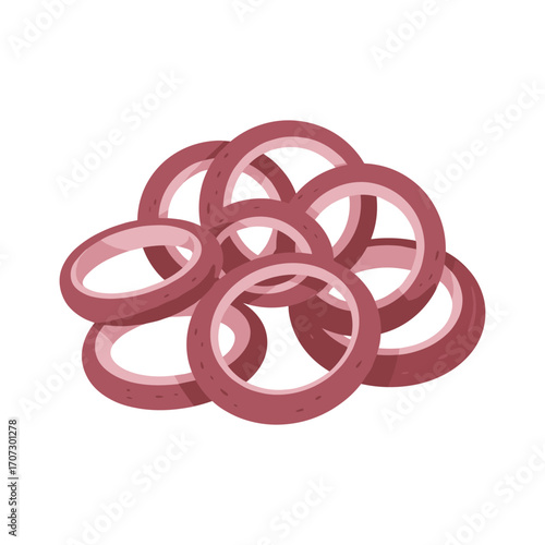 Sliced red onions ring stack – flat illustration
