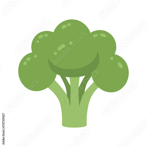 Fresh green broccoli floret – flat illustration