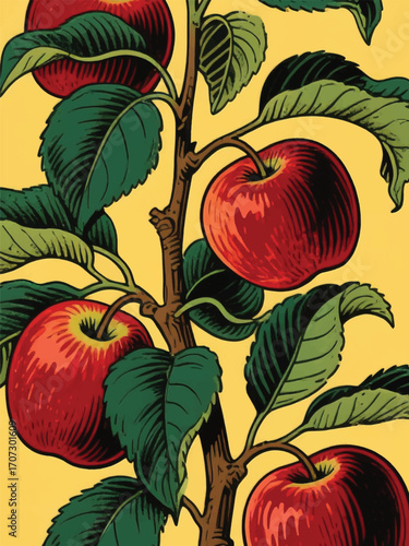 Apple Nature Plant Illustrator Artwork Design Template Poster