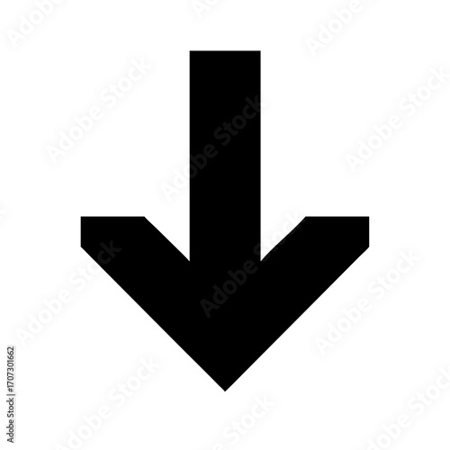 Down arrow solid icon on white background