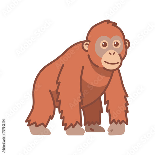 Cute cartoon orangutan illustration – flat illustration