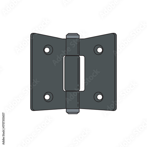 Steel door hinge with four screw holes for home improvement – flat illustration