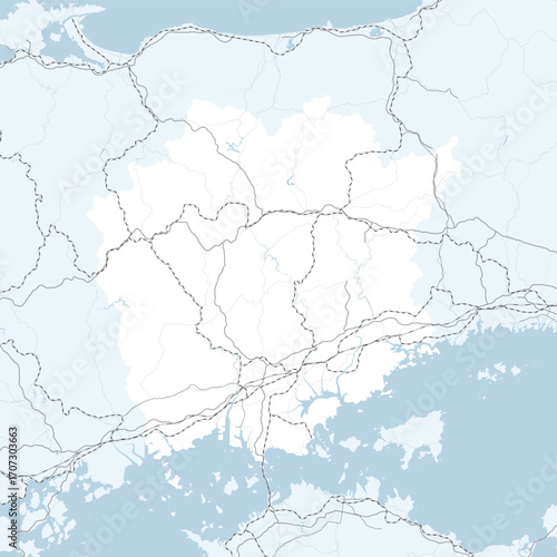 日本の岡山県と隣接する都道府県を含む、シンプルなロードマップ