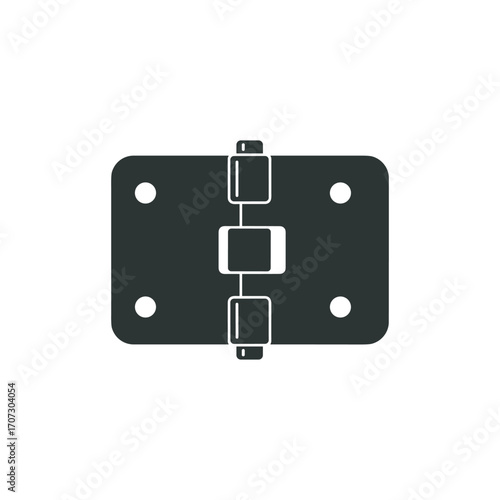 Black metal door hinge icon – flat illustration