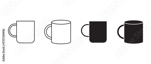 mug silhouettes icon set. isolated on white background in a row design.