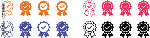 Approved or certified medal icon. Certified badge.