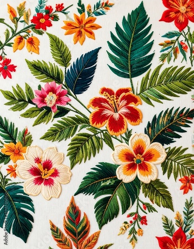 Vibrant embroidered floral pattern