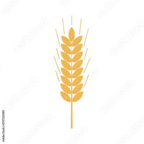 Golden wheat icon: simplistic symbol of agriculture and harvest – flat illustration