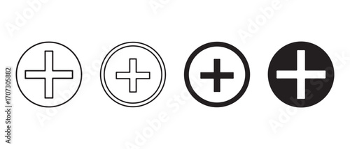 Plus sign icon set. isolated on white background for web design and mobile.
