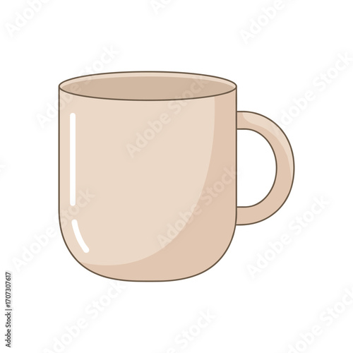 Beige ceramic mug – flat illustration