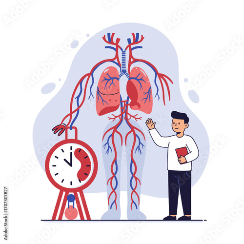 Circulatory system teaching with doctor illustration