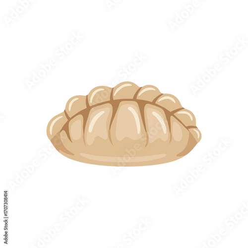 Traditional dumpling with pleated crust – flat illustration