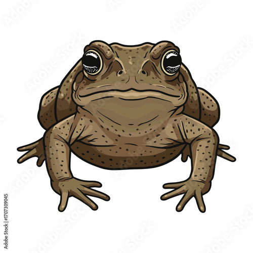 Realistic illustration of a brown toad with detailed skin texture – flat illustration