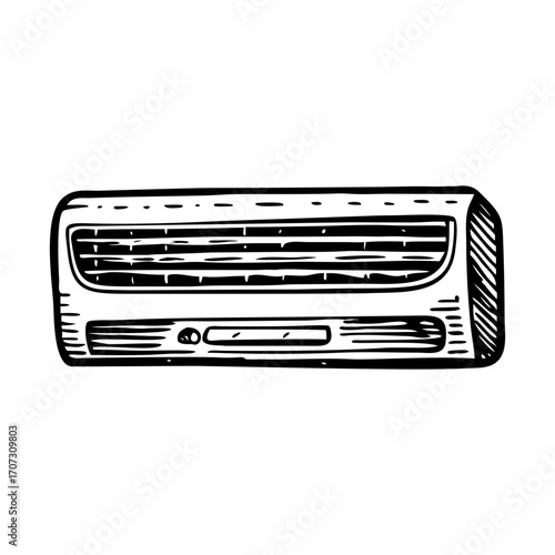 A vintage style illustration showing air conditioner