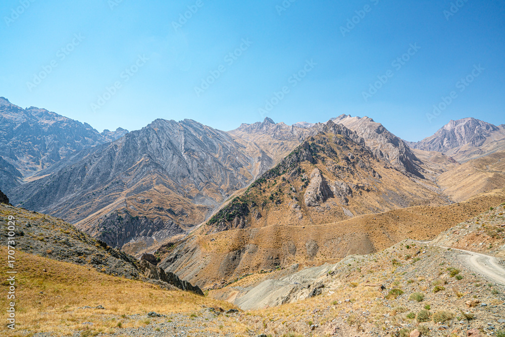 Fototapeta premium The scenic view of Reşko summit in the Sat (Cilo) mountains, Serpel and Horgedim plateau with its glaciers and glacier rivers in Hakkari, Turkey.