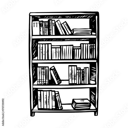 A sketchy style illustration representing bookshelf