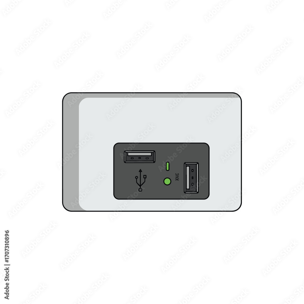 Multifunctional wall charger with usb and memory card slots for versatile connectivity – flat illustration