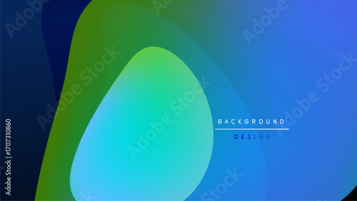 Abstract fluid shapes blend, creating vibrant blue, green gradients. Minimalist design features text background, design. Smooth transitions dominate composition.