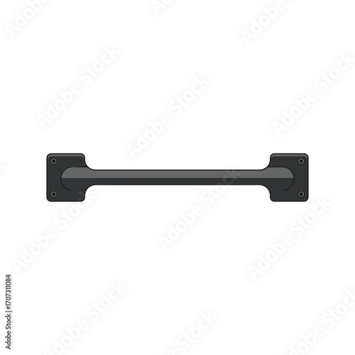 Black metal grab bar on white background for safety and support – flat illustration