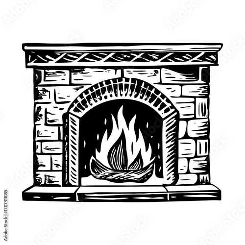 A sketchy style illustration representing fireplace