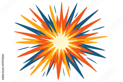 Comic explosion burst background. Cartoon book pop art blast effect. Boom and pow flash. Bang and firework starburst. Abstract dynamic sunburst with radiating lines.