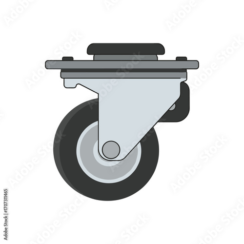 Industrial swivel caster wheel – flat illustration