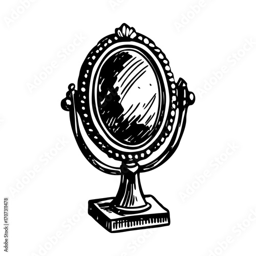 A glyph style illustration depicting mirror