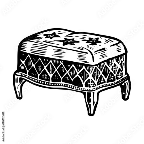 A vintage style illustration showing ottoman