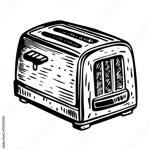 A vintage style illustration showing toaster