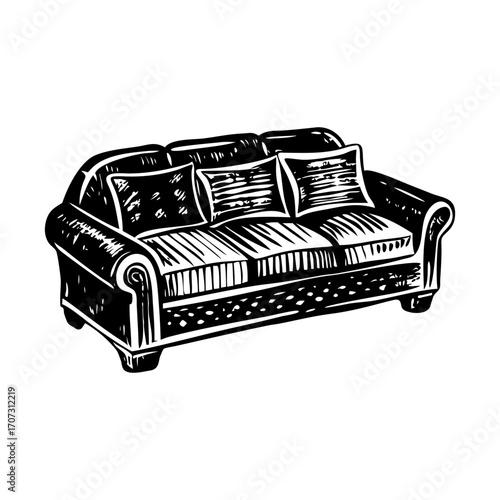 A glyph style illustration depicting sofa