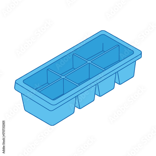 Blue ice tray with eight compartments – flat illustration