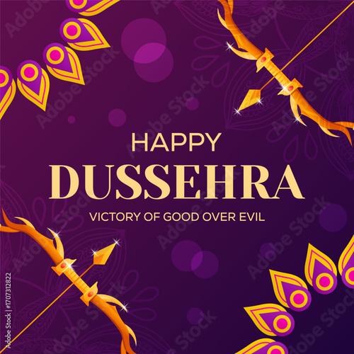 happy dussehra illustration in gradient design style