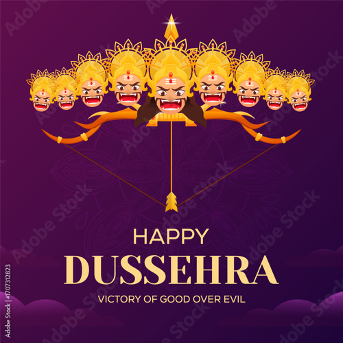 illustration for celebrating dussehra in a gradient style