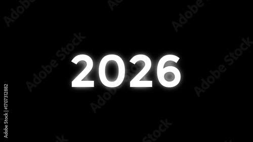 Dynamic scrolling progression 2000 to 2026 years on black background. 4k video animation happy new year 2026.
