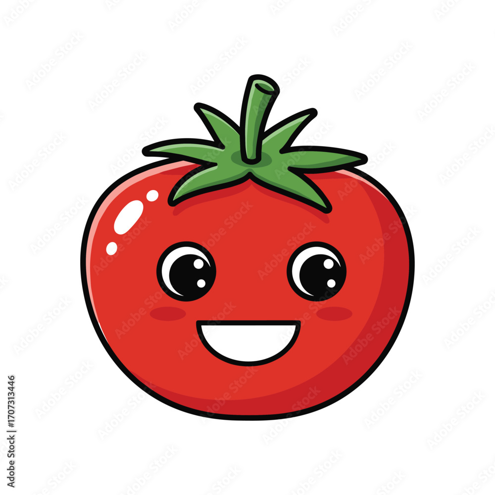 Obraz premium Smiling cartoon tomato with happy expression – flat illustration